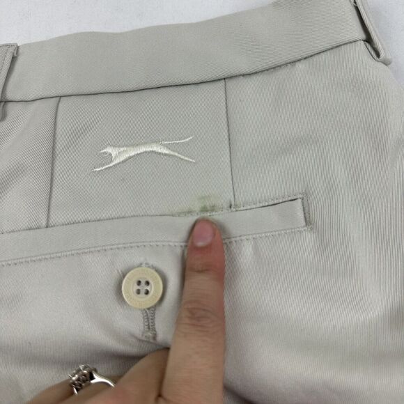 Slazenger Men's Beige Pleated Shorts Size 34 100% Polyester Golf 9" Inseam - Picture 6 of 6